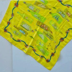 Hermes Yellow Bouteilles a la Mer silk scarf